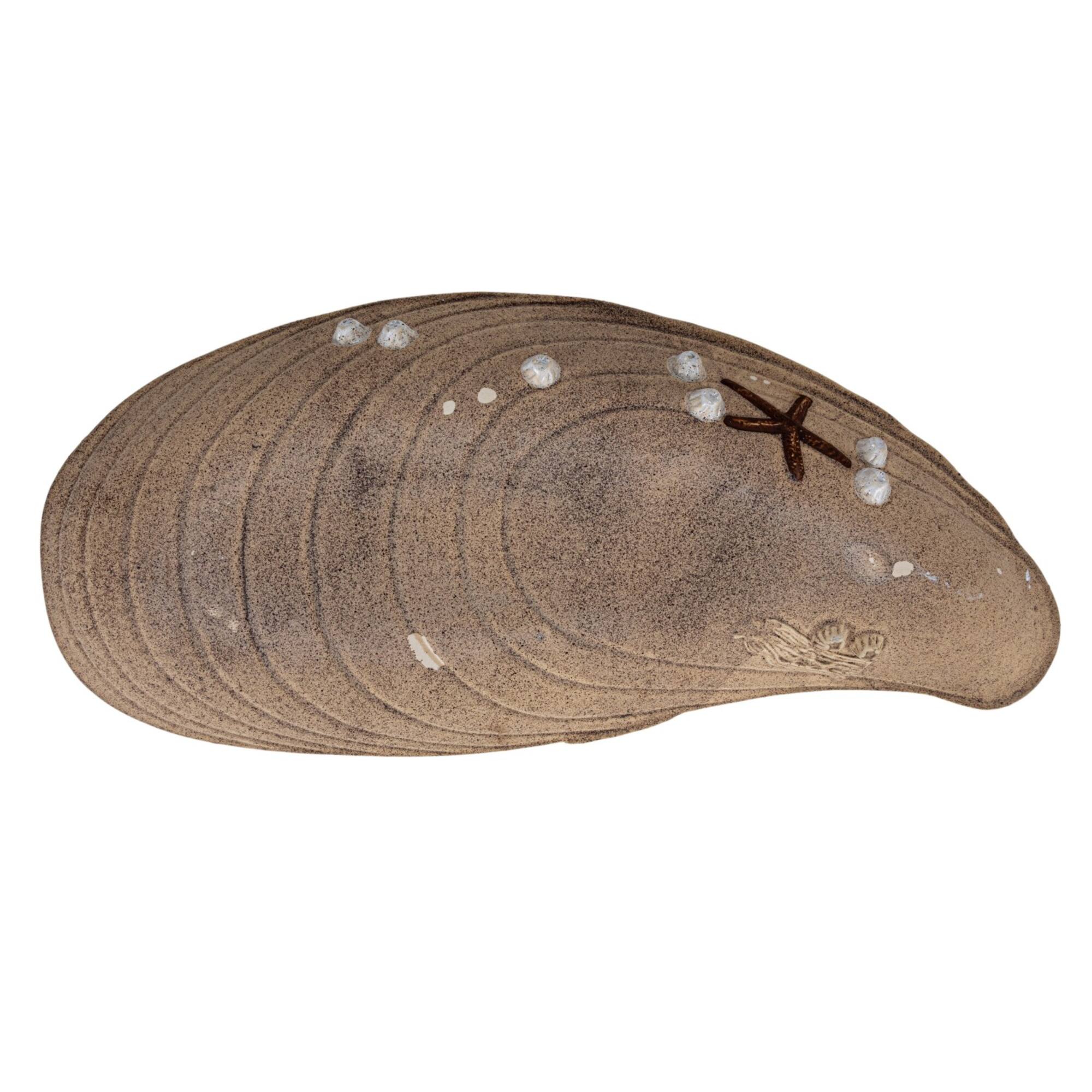 Hello Honey® 21" Cream Stoneware Shell Plate with Reactive Glaze